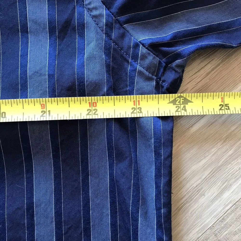 English Laundry Dress Shirt 17 34/35 Navy Blue Stripes 100% Cotton - Picture 3 of 4
